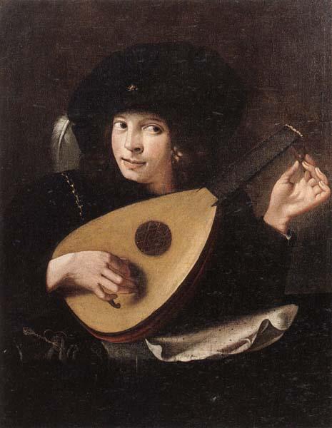 unknow artist A Young man tuning a lute Germany oil painting art